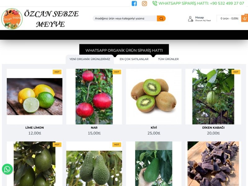 Ozcansebzemeyve Web Tasarım